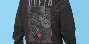 Mens Premium Quality Black Mafia Printed Fleece Hoodie