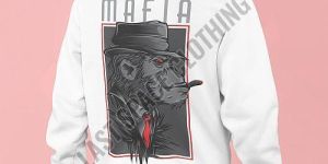 Mens Premium Quality White Mafia Printed Fleece Hoodie