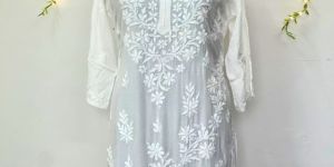 Viscose Chikan Embroidered Kurta