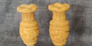 10 Inch Brown Wooden Flower Pots