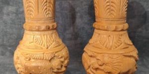 12 Inch Wooden Hand Carved Flower Pots