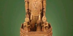 15 Inch Wooden Royal Elephant Statue