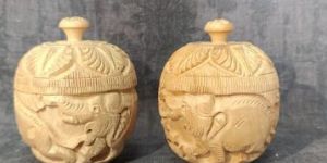 4 Inch Hand Carved Wooden Box