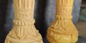 8 Inch Wooden Hand Carved Flower Pots