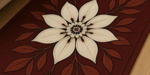 Brown Floral Print Hand Tufted Woolen Carpet