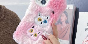 Warm Fluffy Furry Cat Embroided Camera Protection iPhone 16 Pro Phone Case