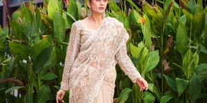Champagne Gold Net Saree