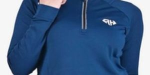 Ladies High Neck Blue Polo Jacket