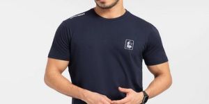Mens Plain Blue Round Neck T-Shirts