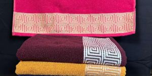 multicolor greek border cotton bath towel