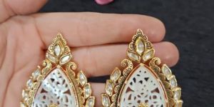 White Meenakari Earrings