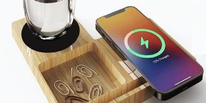 Stylish 15w Bamboo Wireless Charger with Mobile Stand