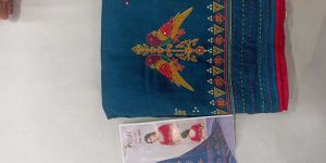 Teal Blue Parrot Saree