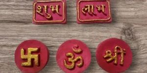 Self Adhesive Shubh Labh Sticker Made from Cow Dung