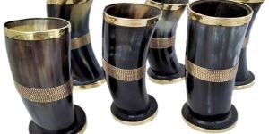500 Ml Black Stylish Horn Drinking Glass Set