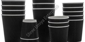 Black 8 Oz Ripple Paper Hot Cup