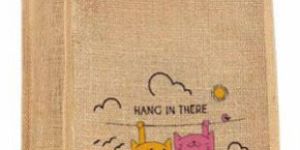 Brown Printed Jute Canvas Bag