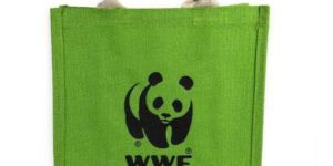 Green Printed Jute Canvas Bag
