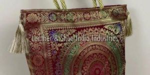 Printed Silk Banarasi Tote Bag