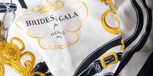Herms Brides De Gala Blue White Gold Large Silk Scarf