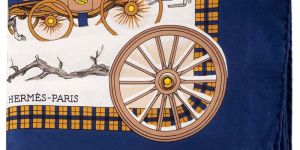 Herms Vintage River Poste Multicolor Large Silk Scarf