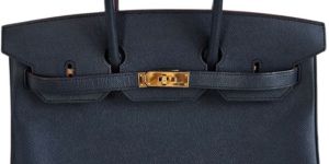 Hermes Blue Marine Epsom Leather Gold Hardware Birkin 35 Bag
