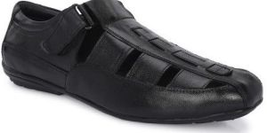 Aydinova Black Leather Roman Sandal for Men