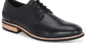 Men Elegant Black Lace-Up Genuine Leather Derby Shoe
