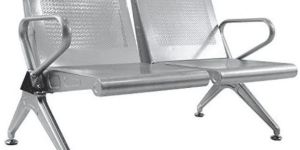 Silver Two Seater Perforated Steel Box Type Waiting Chair