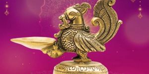 brass peacock diya deepak oil lamp