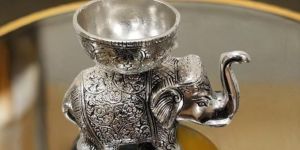 Metal Elephant Dry Fruit Bowl Table Top Decor