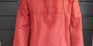 Men Red Colour Lucknowi Kurti