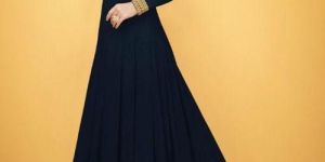 Women Black Silk Anarkali SEMI-STITCHED Suit