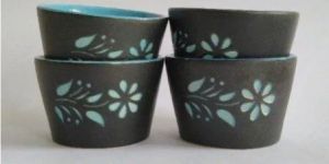 Black Ceramic Serving Bowl Set of 4