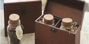 Wooden Gift Box with 2 Glass Jars