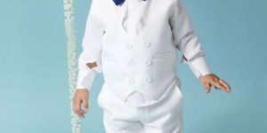 KID1 4 Pcs Party Wear Suit With Bow White