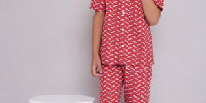 KID1 Quirky Print Night Suit Set Red