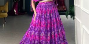 Women Elegance in Chiffon Floral Print Co-ord Lehenga