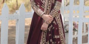 Women Premium Vichitra Shimmer Anarkali Gown