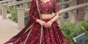 Women Silk Wedding Wear Lehenga Choli Heavy Sequins & Thread Embroidery