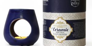 Ceramic Aroma Oil Diffuser Vapouriser Blue Bowl Aromatherapy