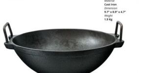 Pre-Seasoned Cast Iron Kadai/wok 9 Inch, 1.5 L Capacity
