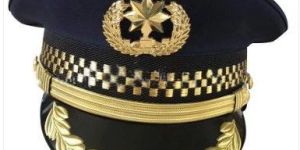 Golden Wheat Ear Black Square Police Cap