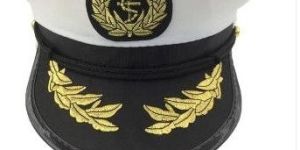 White Navy Gold Silk Brim Military Cap