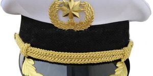 White Pilot's Big Cap With Golden Wheat Ear