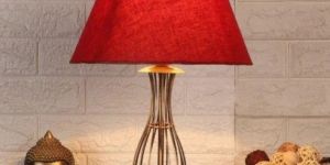Eliante Habra Gold Iron Table Red Shade Lamp