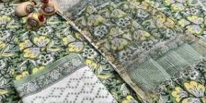 Women Cotton Salwar Suits with Kota Zari Dupatta Fabric Multi-color