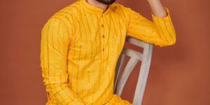 men fancy color sequence embroidery work kurta
