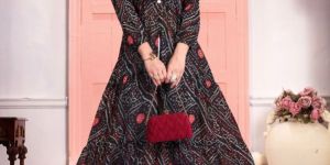 Pure Georgette Half Inner Crepe Festival Special Long Flair Gown