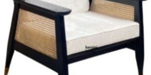 Acacia Luxe Comfort Chair Upholstered Elegance WITH Cane Armrest